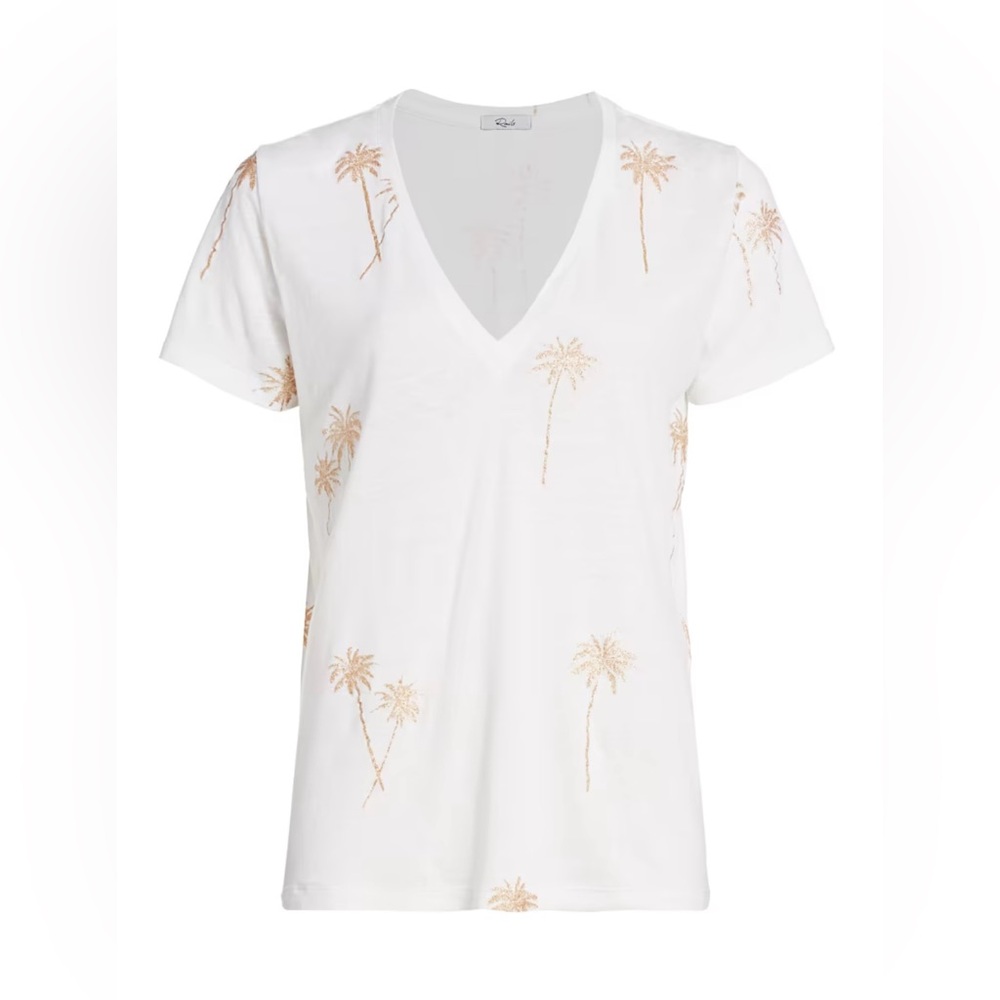 Rails White Tee with Tan Palm Print